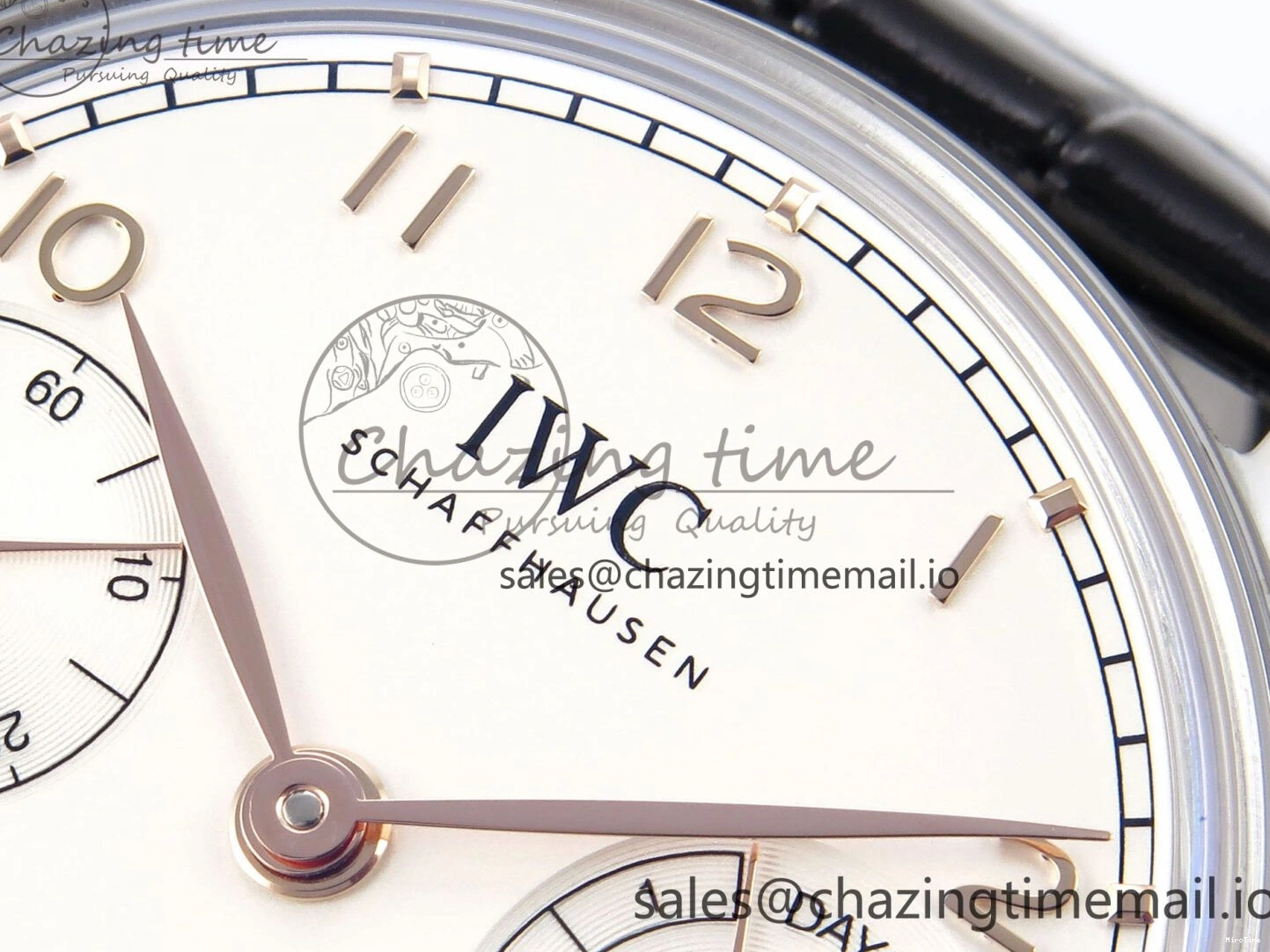 MIROTIME 0214 OnTrend Portugieser Automatic 42mm SS APSF 1:1 Best Edition White RG Dial on Black Leather Strap A 7010